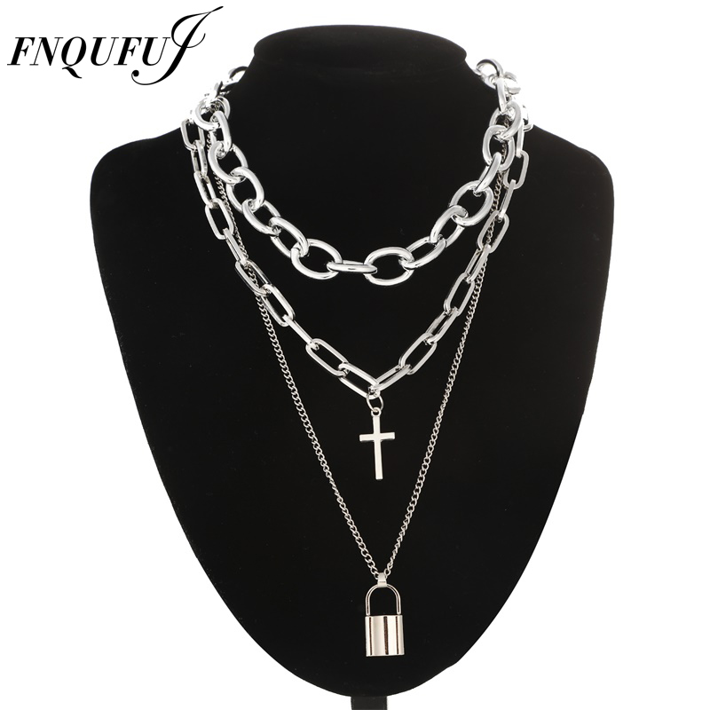 Men Accessories Neck Chain - Fnqufuj Gelaagde Grunge Esthetische Sieraden Punk