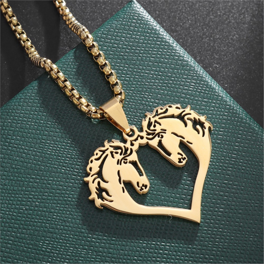 Men Accessories Neck Chain - Hiphop Uitgeholde Paarden Hanger Ketting Voor