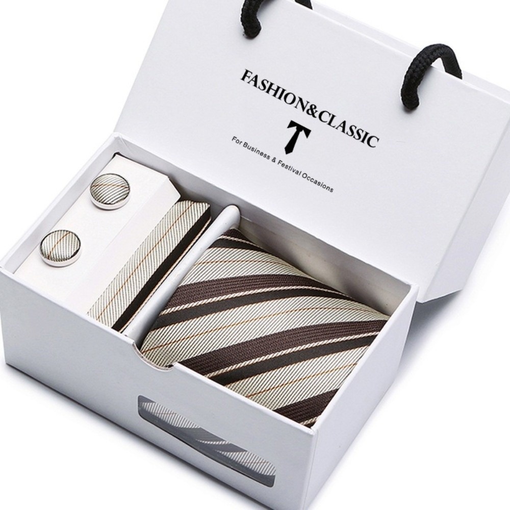 Neck Tie Set Box - Luxe geweven zijden jacquard stropdas, klassieke