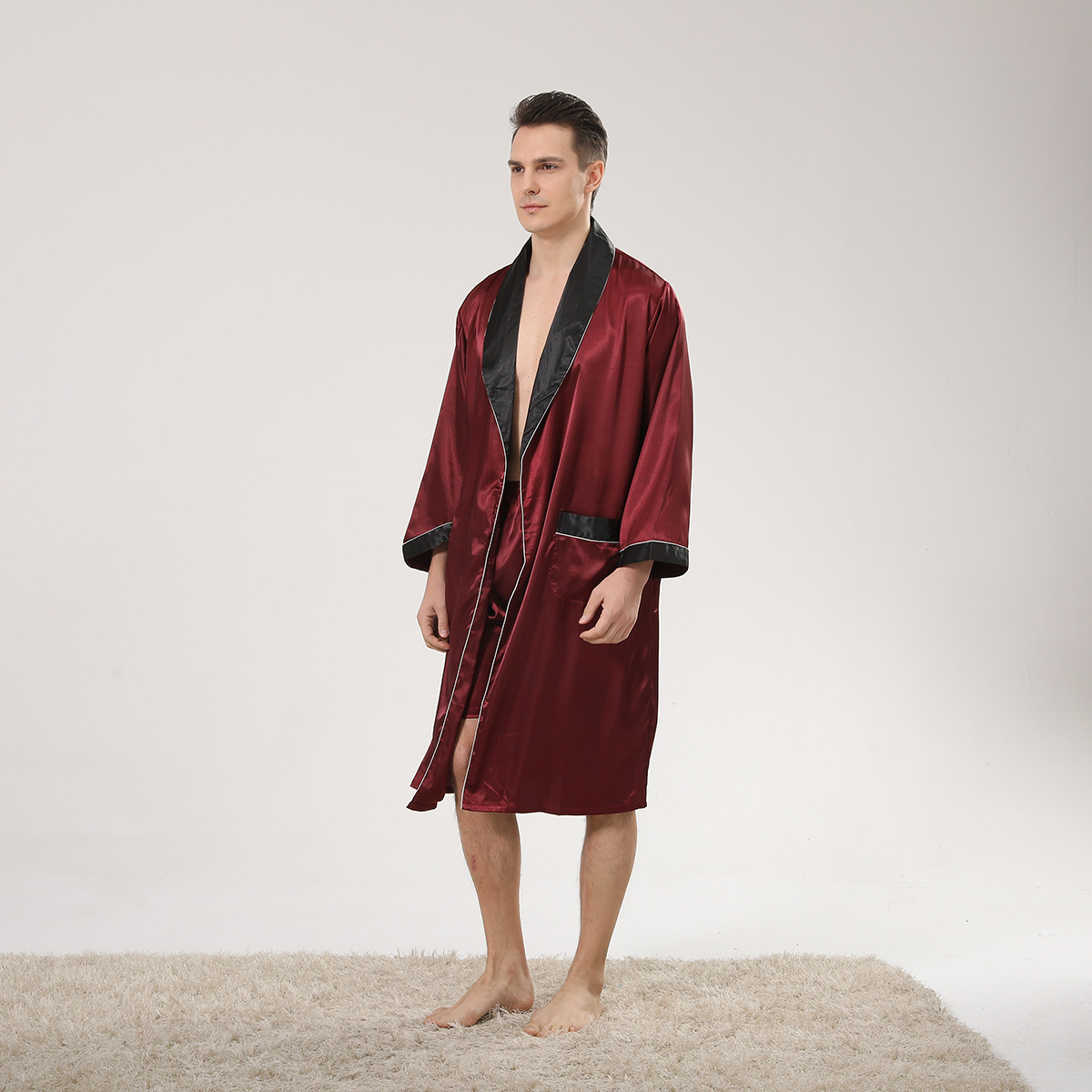 Lente Zwarte Sjaalkraag Rode M - Men'S Kimono Accessories recensie en prijs