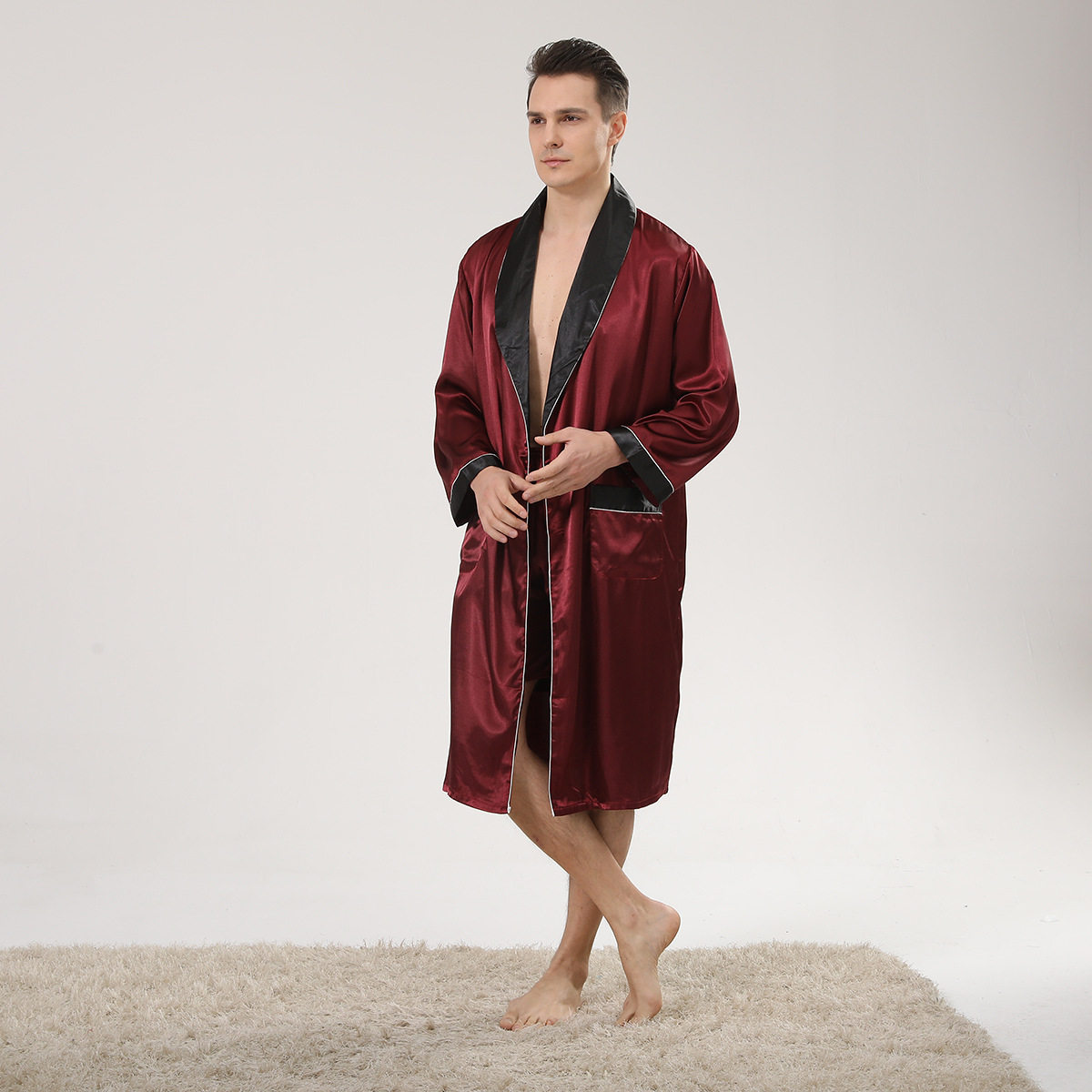 Lente Zwarte Sjaalkraag Rode M - Men'S Kimono Accessories recensie en prijs